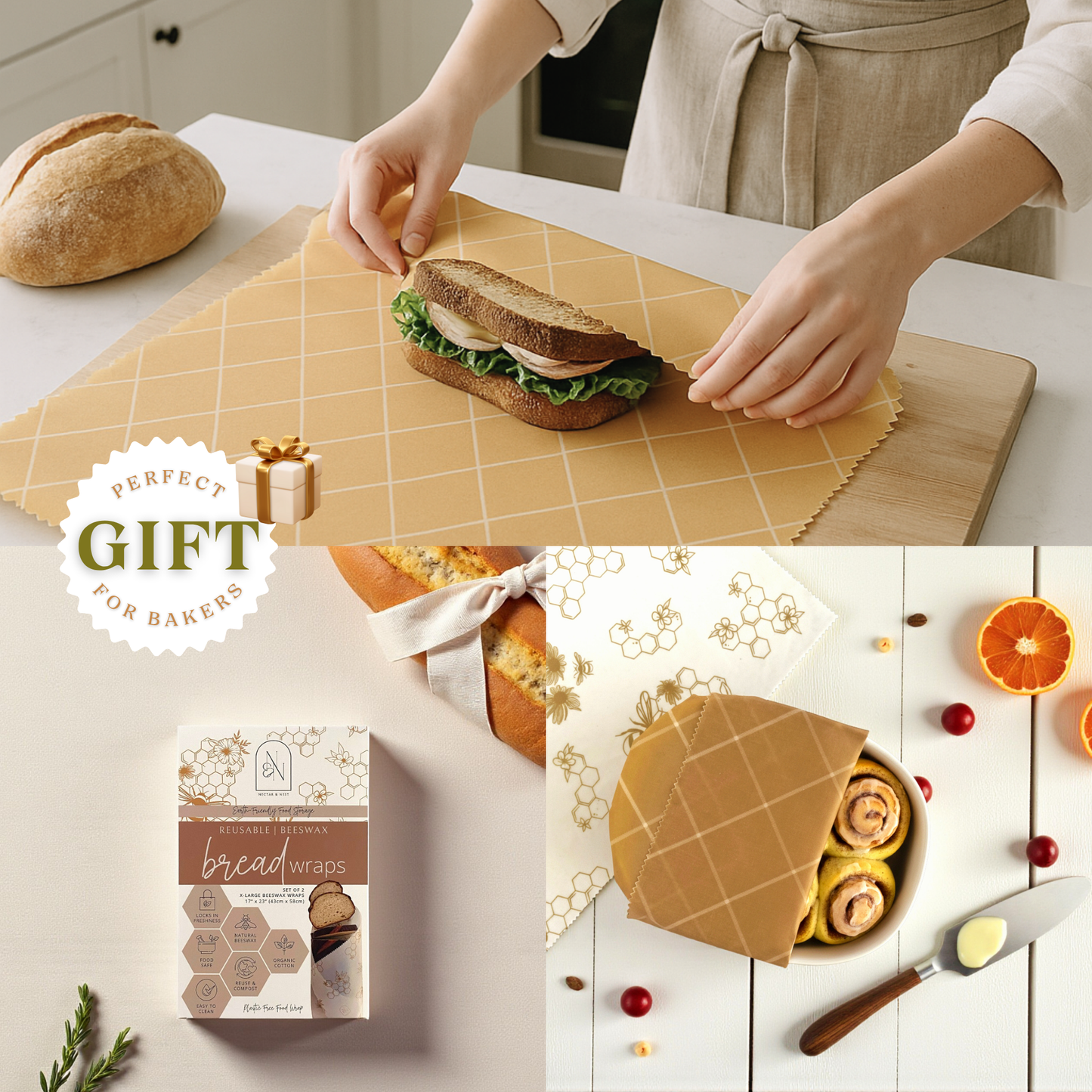 XL Beeswax Bread Wraps