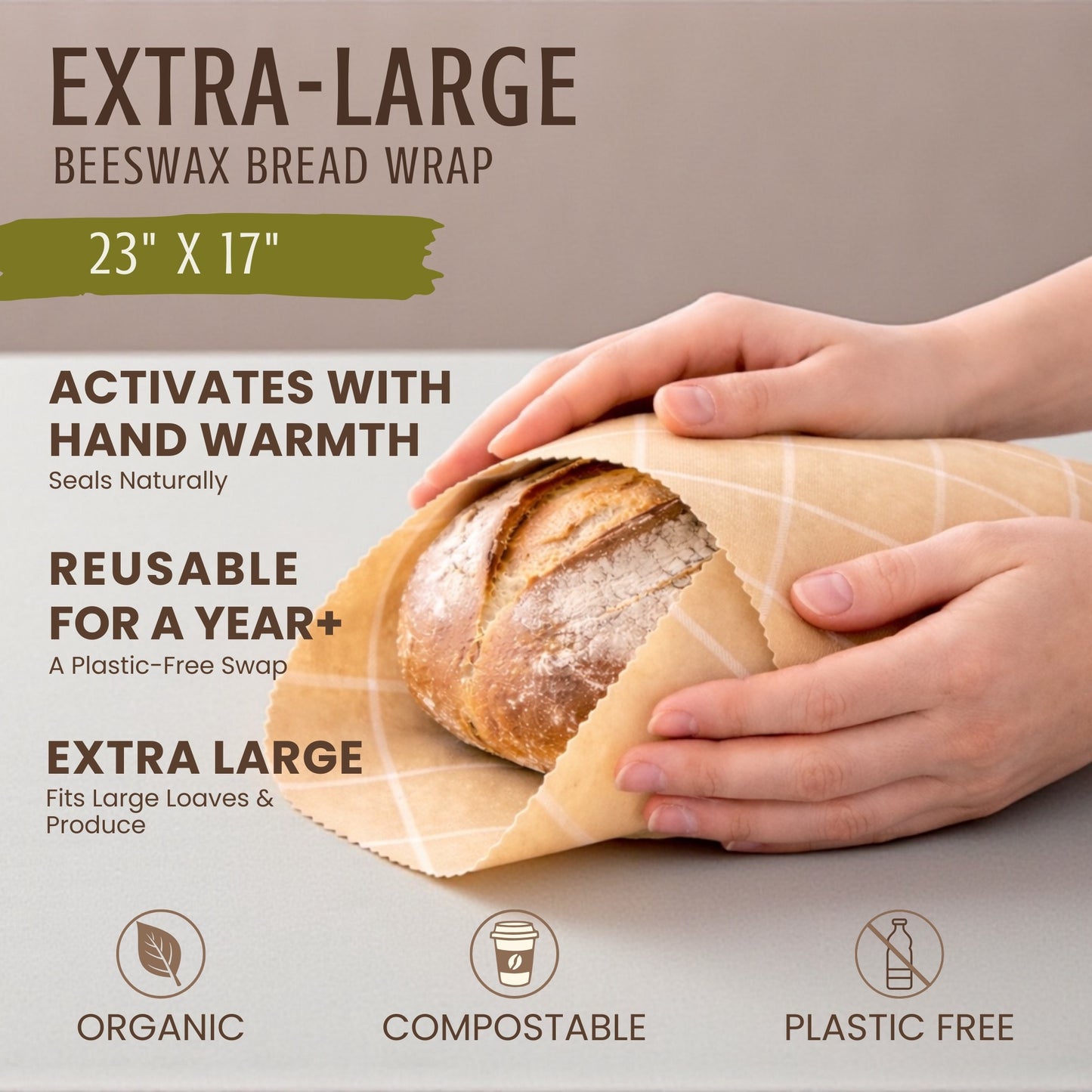 Beeswax Bread Wraps (Honeycomb, Twill) - Set of 2