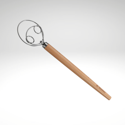 Danish Batter Whisk, Beechwood handle, 13.75"