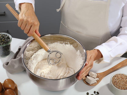 Danish Batter Whisk, Beechwood handle, 13.75"