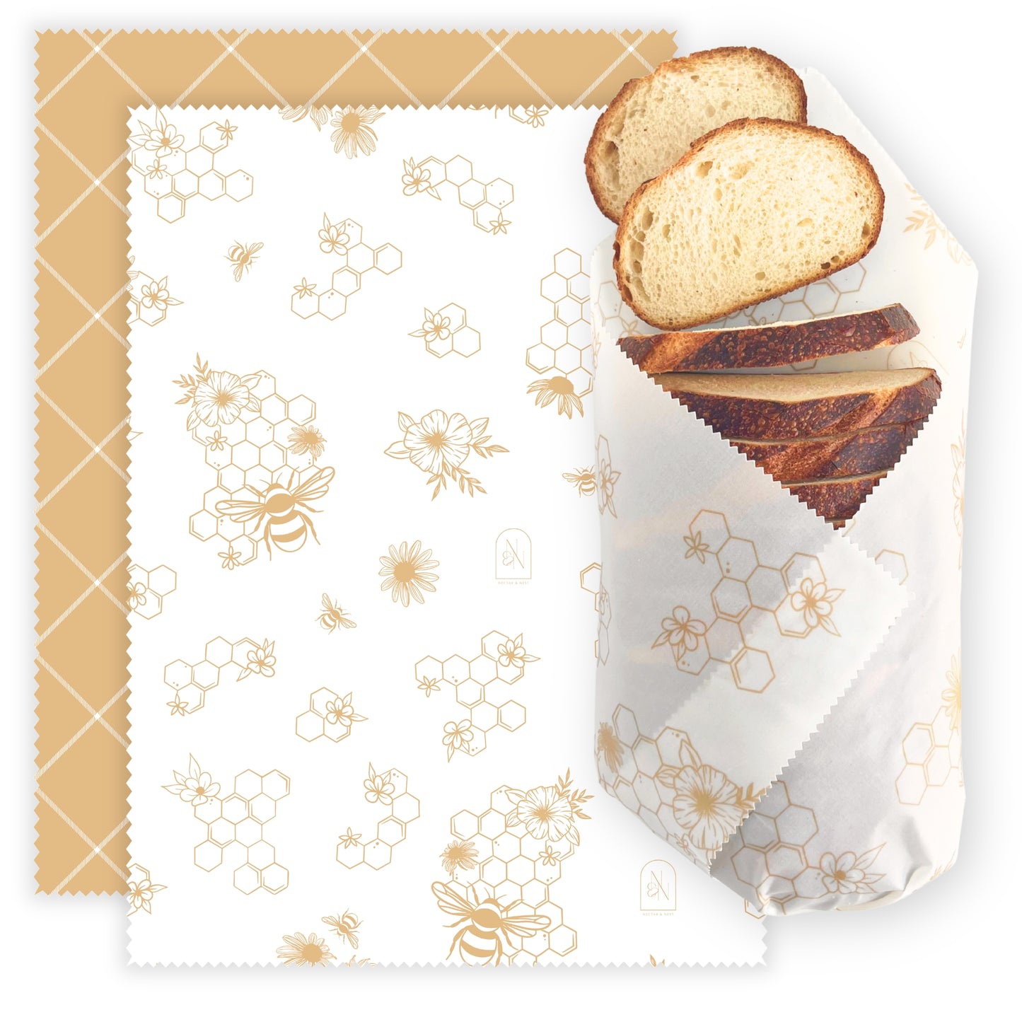 Beeswax Bread Wraps (Honeycomb, Twill) - Set of 2