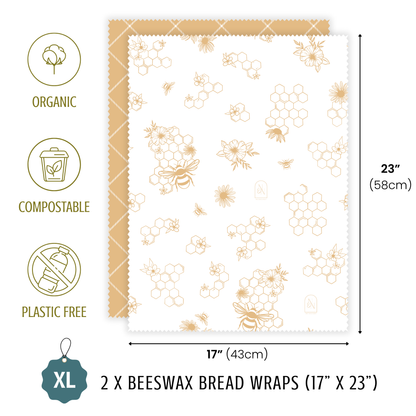 XL Beeswax Bread Wraps