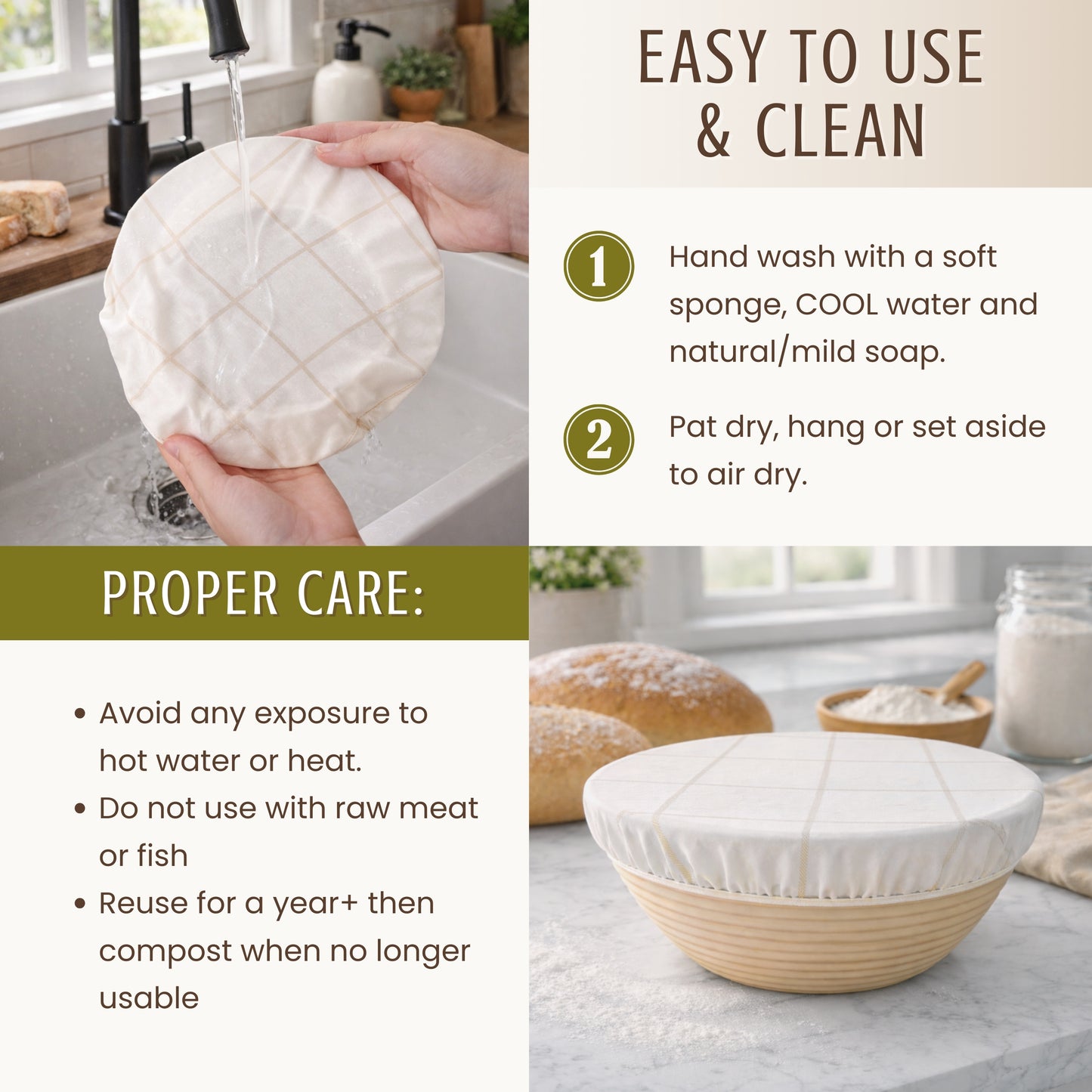 Beeswax Bowl Covers (Large-10", Twill) -Set of 2