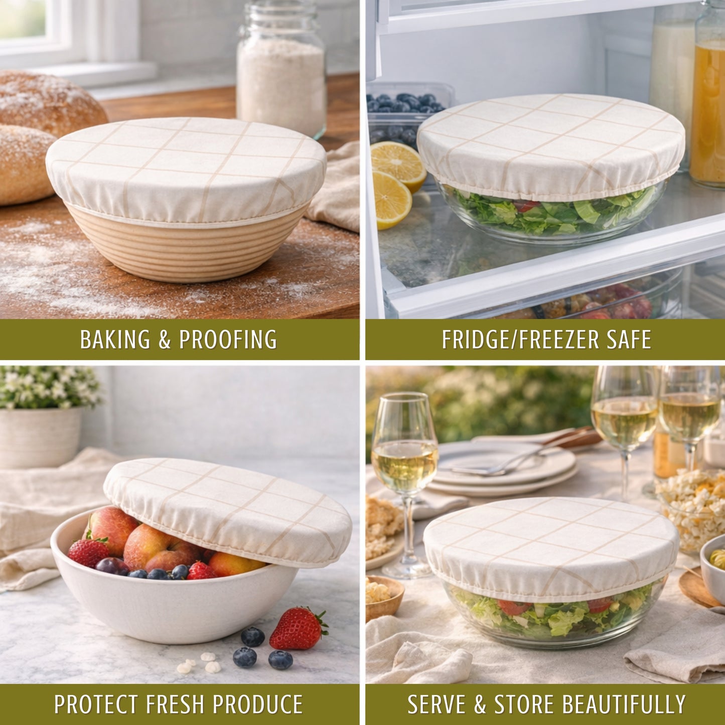 Beeswax Bowl Covers (Large-10", Twill) -Set of 2
