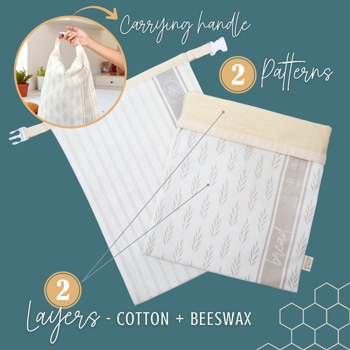 Reusable Beeswax Bread Bags for Homemade Bread & Sourdough